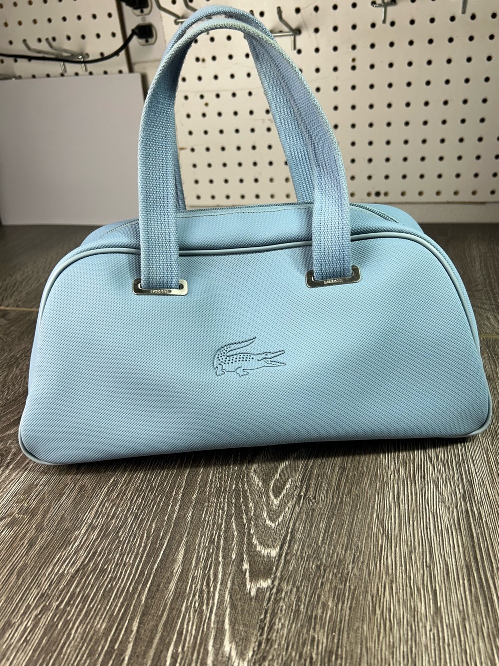 Lacoste Light Blue Women's Satchel with Crocodile Logo